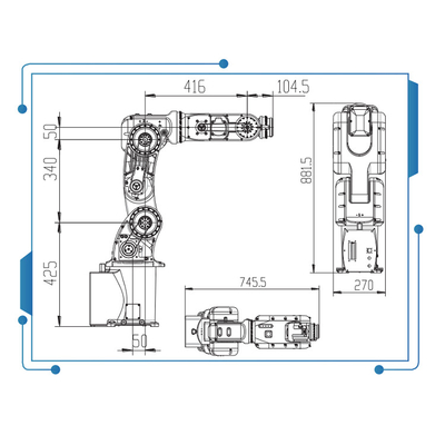 6 محور ذراع روبوت صناعي صغير GBS8-K950 مع قابض